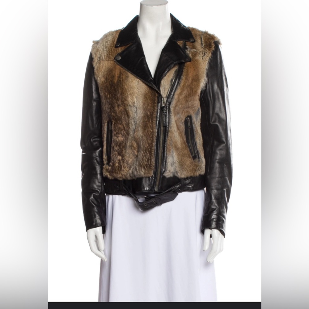 Mackage Leather Jacket with Rabbit Fur